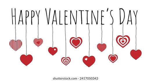Happy Valentine’s Day. Greeting card with decorated hearts.