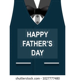 Happy Father’s Day greeting card. Design with bow tie, mustache, black glasses on retro paper background. Vector illustration.