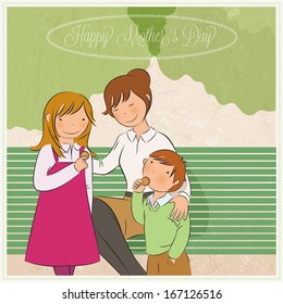 Happy MotherÂ´s Day Greeting Card Illustration for Design - Cartoon Style