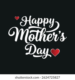 Happy Mother’s Day Greeting Card Image with Hearts – Elegant Typography Design