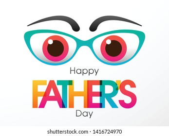 Happy Father’s Day greeting card intricate alphabet design and cute glasses.