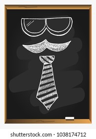 Happy Father’s Day greeting Card on blackboard background. Vector illustration.