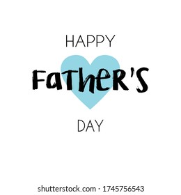 Happy Father’s Day greeting card. Vector illustration in blue colors with heart.