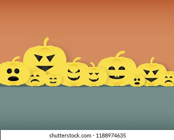 Happy day halloween with pumpkins Patty and ghost boo text space