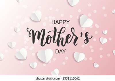 Happy Mother’s day hand lettering text. Good for card, poster, banner, invitation, postcard, icon. Vector illustration. Lettering typography. 