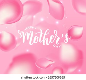 Happy Mother’s day hand lettering text. Good for card, poster, banner, invitation, postcard, icon. Vector illustration. Lettering typography. 