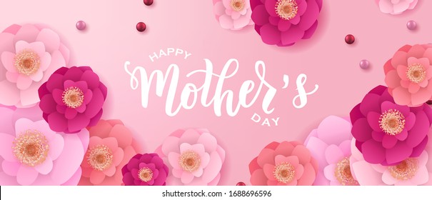 Happy Mother’s day hand lettering text. Good for the holiday of mom, vector illustration. Typography. Card, poster, banner, invitation, postcard.