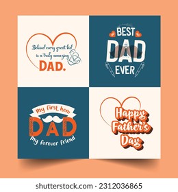 Feliz Día del Padre cartas escritas a mano tarjeta de saludo Set. Saludos y regalos para el Día del Padre en estilo laico. Día del Padre Leyendo Emblemas Caligráficos, Juego de Badges, Promoción del Día del Padre