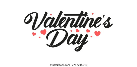 Happy Valentine’s Day Handwritten Script Typography with Hearts