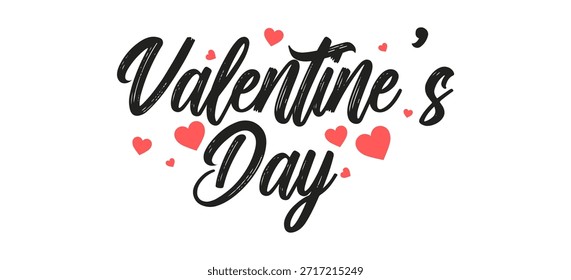 Happy Valentine’s Day Handwritten Script Typography with Hearts