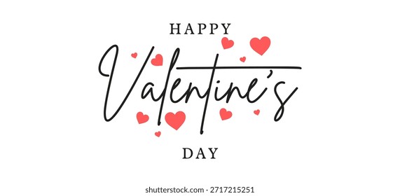 Happy Valentine’s Day Handwritten Script Typography with Hearts