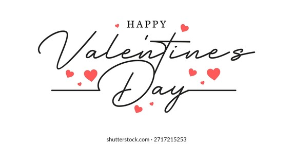 Happy Valentine’s Day Handwritten Script Typography with Hearts