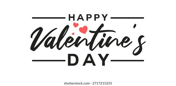 Happy Valentine’s Day Handwritten Script Typography with Hearts