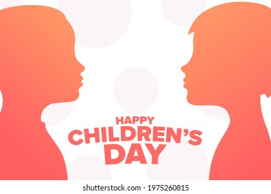 Happy Children’s Day. Holiday concept. Template for background, banner, card, poster with text inscription. Vector EPS10 illustration