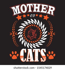 Happy Mother’s Day Illustration Cats Graphic for T Shirt Print Design with text composition. – Vector