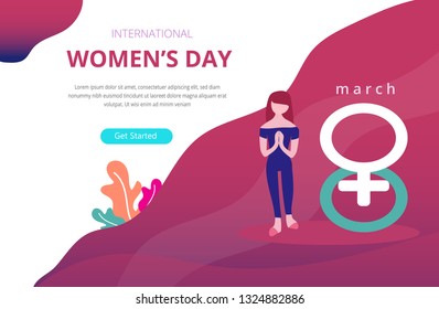 Happy Women’s Day. International 8 March with Gender Female Symbols. International women’s day illustration. can use for, landing page, template, ui, web, homepage, poster, banner, flyer, background, 