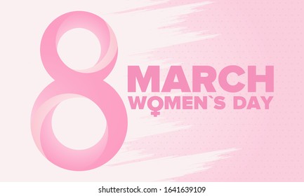 Happy Women’s Day. International holiday of female solidarity, which is celebrated on March 8. Women's rights, girl power. Female sign. Poster, card, banner and background. Vector illustration