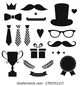 Happy Father’s Day labels set. Flat style vector logo and emblems for greeting card, barbershop, t-shirt design.