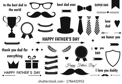 Happy Father’s Day labels set. Flat style vector logo and emblems for greeting card, barbershop, t-shirt design.
