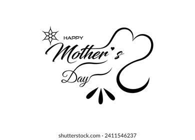 Happy Mother’s day Lettering Text Design Banner. Typography With Vector Illustration. Greeting Gift Poster and Card ,EPS Vector Template