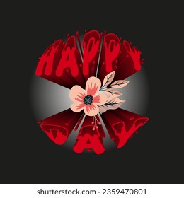 Juego de efectos de texto con letras de Happy Day. Ilustración del vector de caligrafía hecha a mano.