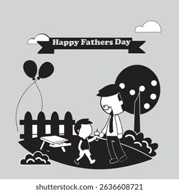 Happy Father’s Day lettering vector stock illustration Picture of a child's hand and their father's  Happy dad with son and daughter Father day Happy Fathers Day