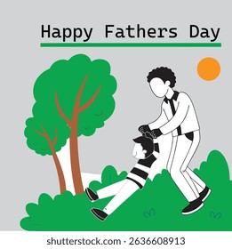 Happy Father’s Day lettering vector stock illustration Picture of a child's hand and their father's  Happy dad with son and daughter Father day Happy Fathers Day