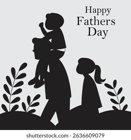 Happy Father’s Day lettering vector stock illustration Picture of a child's hand and their father's  Happy dad with son and daughter Father day Happy Fathers Day