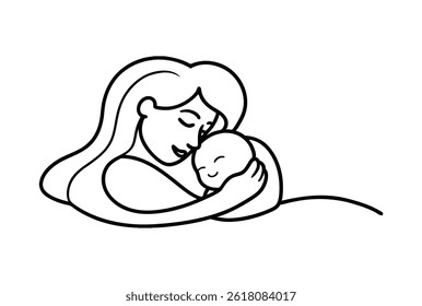 Happy Mother’s Day line art. Happy Mother's Day card template.