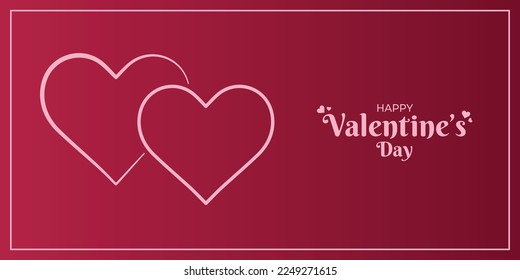 Happy Valentine’s Day Modern Banner Vector Illustration. February 14 celebration. Viva Magenta Glowing String Heart Design. Social media post, greeting card, website header, promotion graphic resource