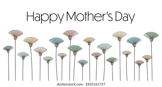 Happy Mother’s Day. Modern greeting card with flowers in pastel colors.