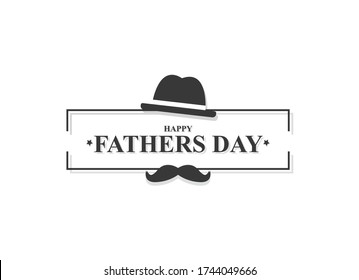 Happy Father’s Day with mustache, hat. Classical design. Vector illustration