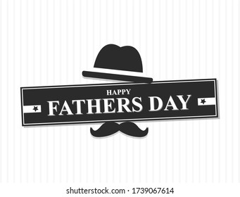 Happy Father’s Day with mustache, hat. Vector set illustration