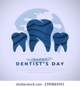 Happy Dentist’s Day Paper cut style Vector Design Illustration for Background, Poster, Banner, Advertising, Greeting Card