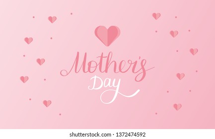 Happy Mother’s day. Poster with handwritten lettering and heart. International holiday. Ink brush calligraphy. Poster, card, banner, design element. Vector illustration