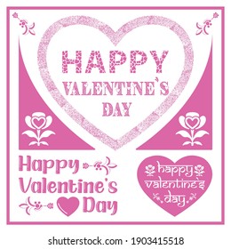 Happy Valentine’s day quote design in grunge love shape and created by three different fancy font. These are all editable vector files.