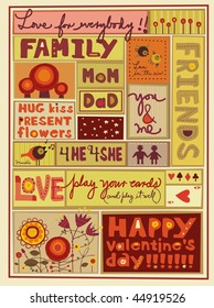 happy valentineÂ´s day retro postcard