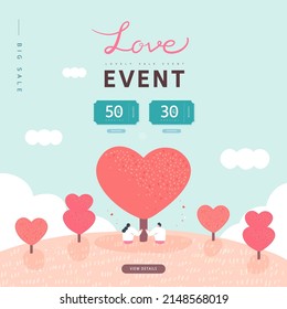 Happy Valentine’s Day Sale background, banner, poster or flyer design.
