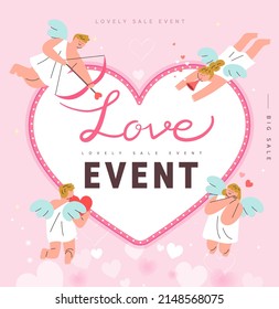 Happy Valentine’s Day Sale background, banner, poster or flyer design.
