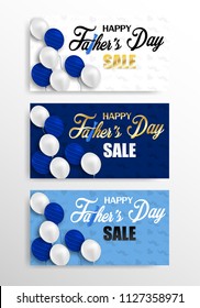 
Happy Father’s Day  sale promotion set. Design with balloons and necktie . light and shadow . Vector.