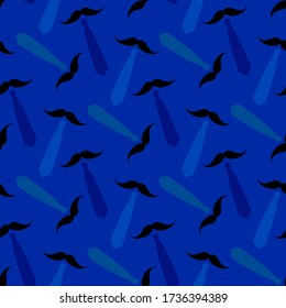 Happy father’s day seamless pattern background with necktie and mustache