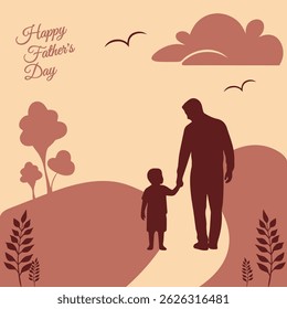 Happy Father’s Day Silhouette of Father and Child Walking