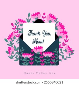 Happy Mother’s Day Template with Floral Design for Greeting Cards and Social Media Posts