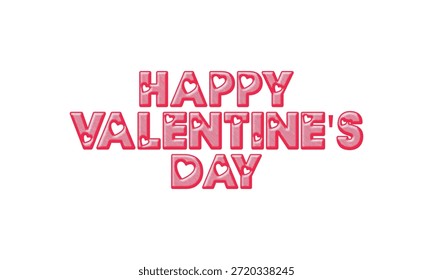 Feliz design de texto do Dia dos Namorados em estilo rosa romântico, perfeito para comemorações de amor, cartões de felicitações, postagens nas mídias sociais, cartazes, presentes e projetos de marketing do Dia dos Namorados.