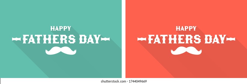 Happy Father’s Day text with mustache. Vector set illustration