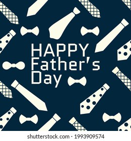 Happy Father’s Day with tie pattern and blue background. Vector illustration 