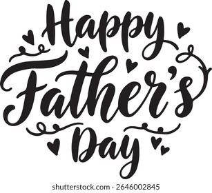 Happy Father’s Day Typography Bundle – Minimalist Black and White Designs with Hearts, Mustaches, and Decorative Fonts