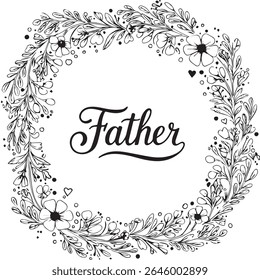 Pack de typographie Joyeuse fête des Pères - Designs noir et blanc minimalistes avec coeurs, moustaches et Polices décoratives