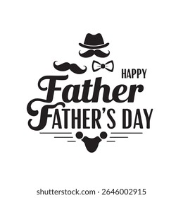 Happy Father’s Day Typography Bundle – Minimalist Black and White Designs with Hearts, Mustaches, and Decorative Fonts