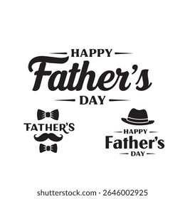 Happy Father’s Day Typography Bundle – Minimalist Black and White Designs with Hearts, Mustaches, and Decorative Fonts